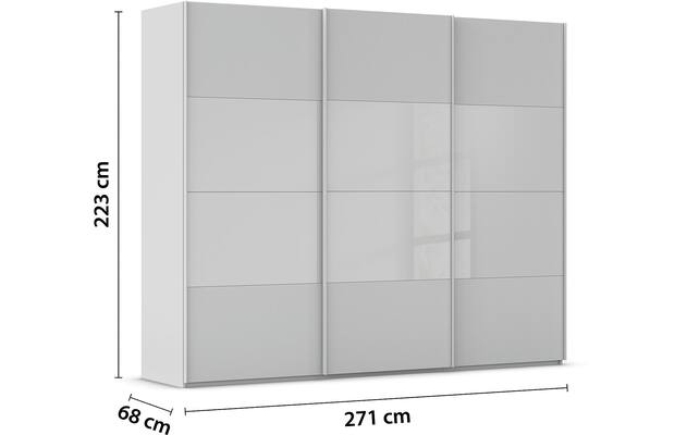 Goossens kledingkast finca combi glans mat glas grijs hoogwaardig meubelplaat - 8244395-{merk}-finca-combi-sts-grijs-schuifdeuren-03
